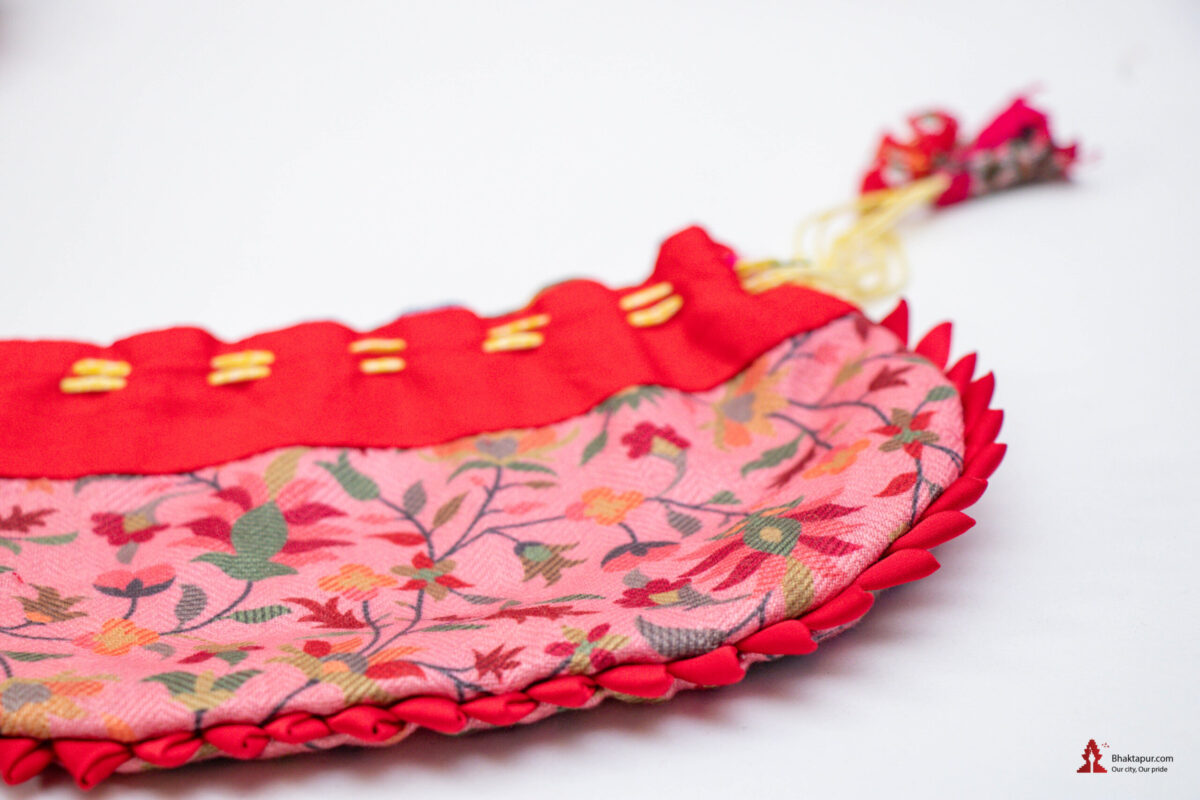 Floral designed Thali with red edging