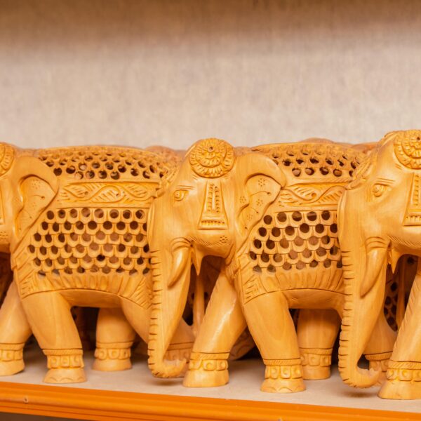 Tiny wooden elephants for decorations