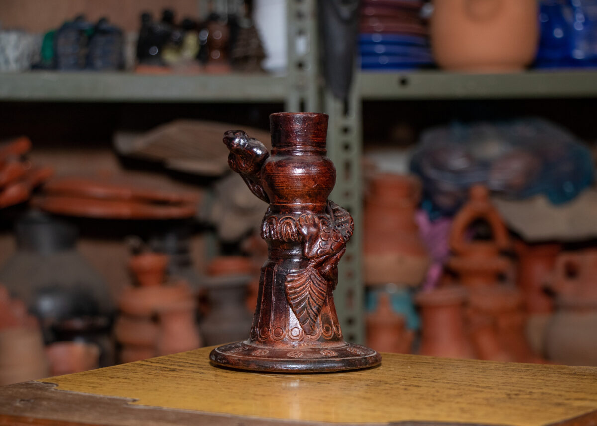 Decorative clay candlestick