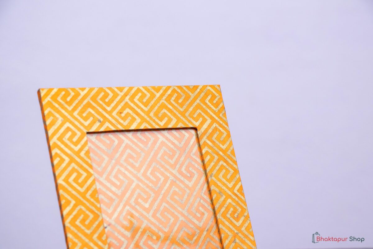 Golden Handmade Paper Photo Frame (front close-up)