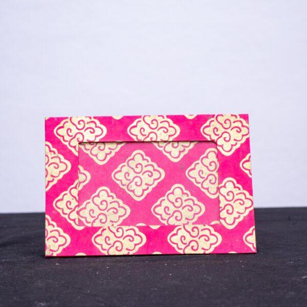 Pink Patterned Handmade Paper Photo Frame