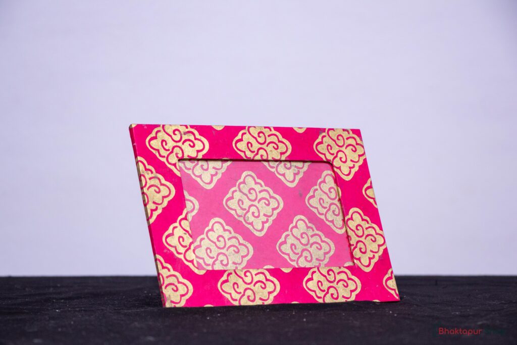 Pink Patterned Handmade Paper Photo Frame (side)